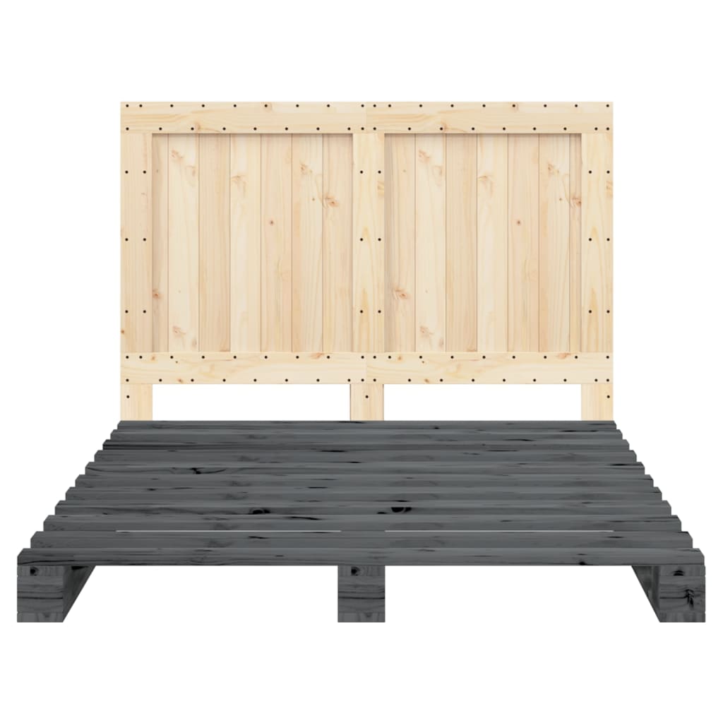 Bed Frame without Mattress  Grey 140x200 cm Solid Wood Pine
