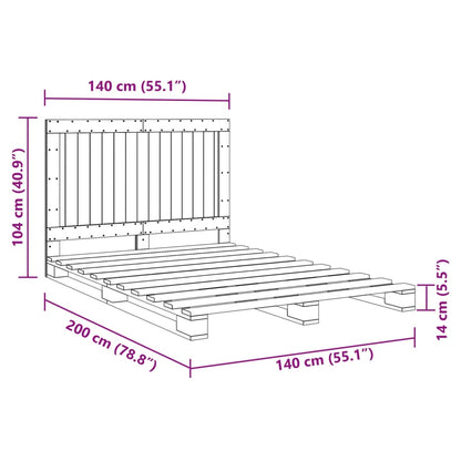 Bed Frame without Mattress  Grey 140x200 cm Solid Wood Pine