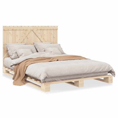 Bed Frame without Mattress with Headboard 140x200 cm Solid Wood