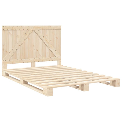 Bed Frame without Mattress with Headboard 140x200 cm Solid Wood