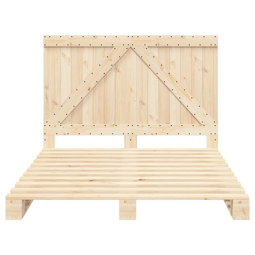 Bed Frame without Mattress with Headboard 140x200 cm Solid Wood