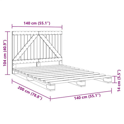 Bed Frame without Mattress with Headboard 140x200 cm Solid Wood