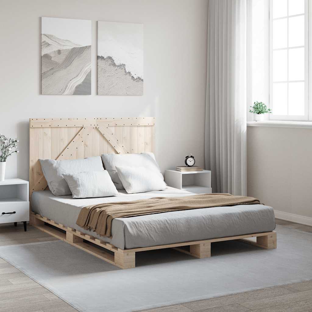 Bed Frame without Mattress with Headboard 140x200 cm Solid Wood