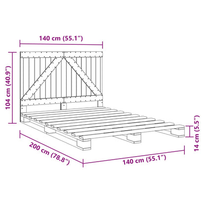 Bed Frame without Mattress  Grey 140x200 cm Solid Wood Pine