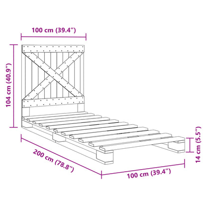Bed Frame without Mattress  Grey 100x200 cm Solid Wood Pine
