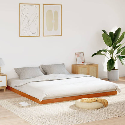 Bed Frame without Mattress Wax Brown 200x200 cm Solid Wood Pine