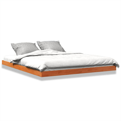 Solid Pine Bed Frame 160x200 cm - Wax Brown Finish, No Mattress