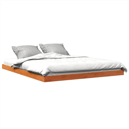 Solid Pine Bed Frame 160x200 cm - Wax Brown Finish, No Mattress