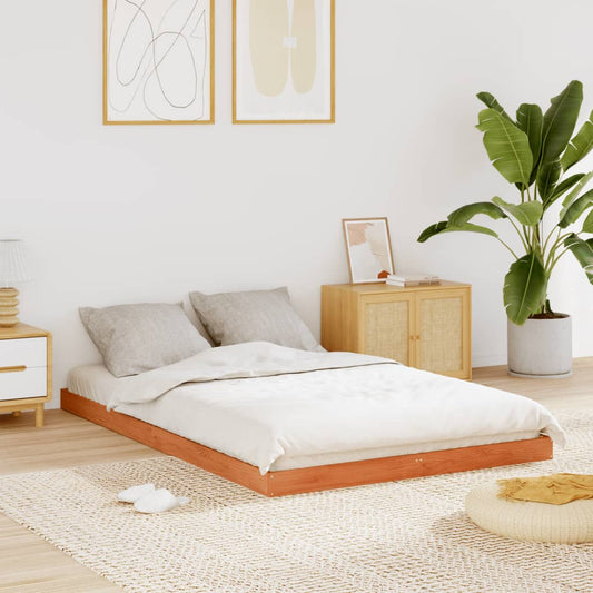 Solid Pine Bed Frame, Wax Brown, 140x200 cm, No Mattress Included