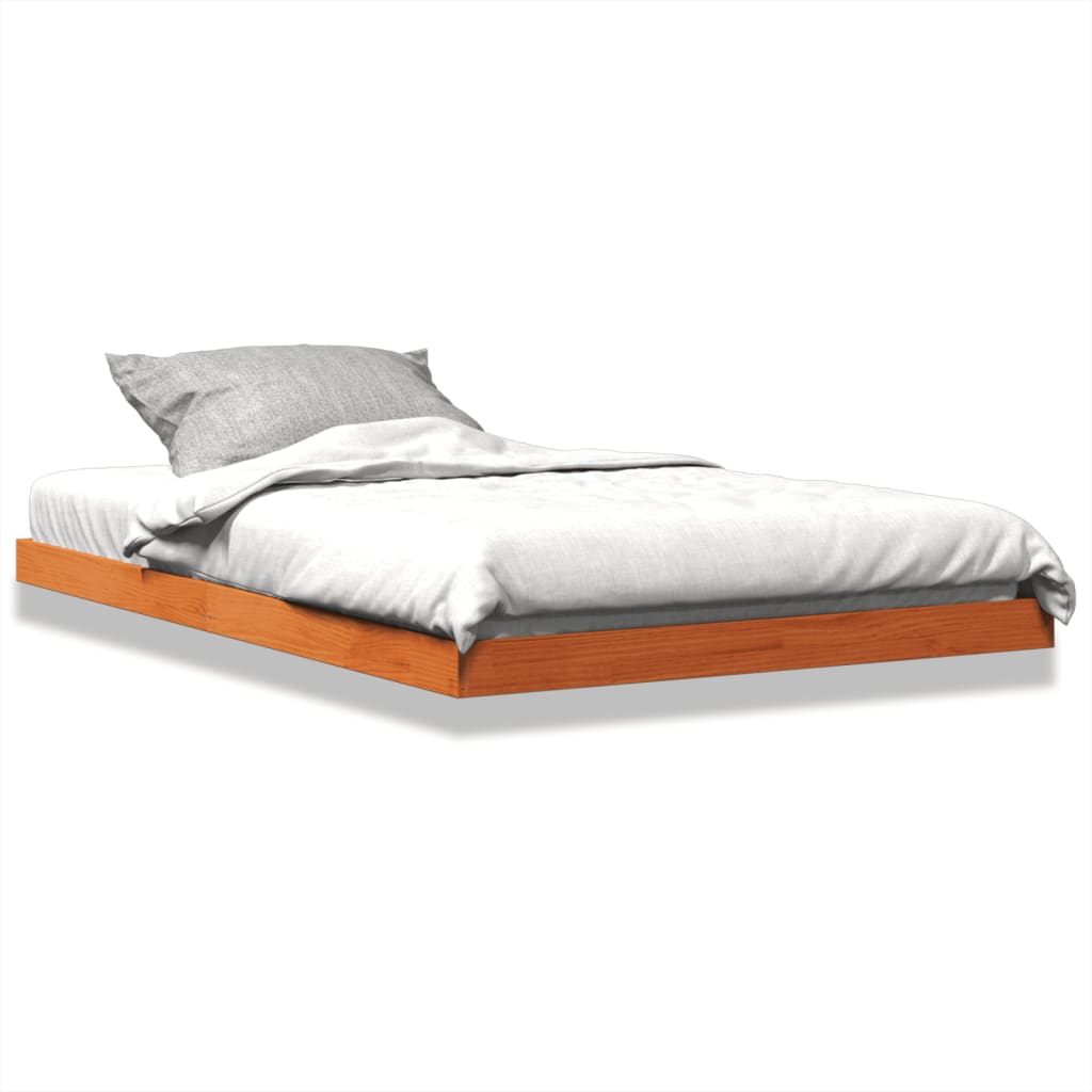 Solid Pine Wood Bed Frame Wax Brown 120x190 cm - Small Double