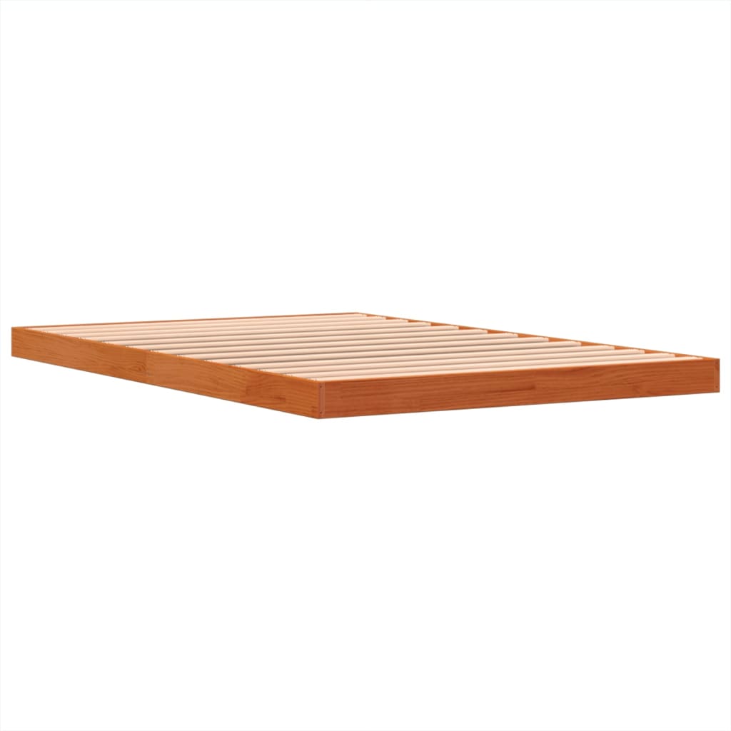 Solid Pine Wood Bed Frame Wax Brown 120x190 cm - Small Double