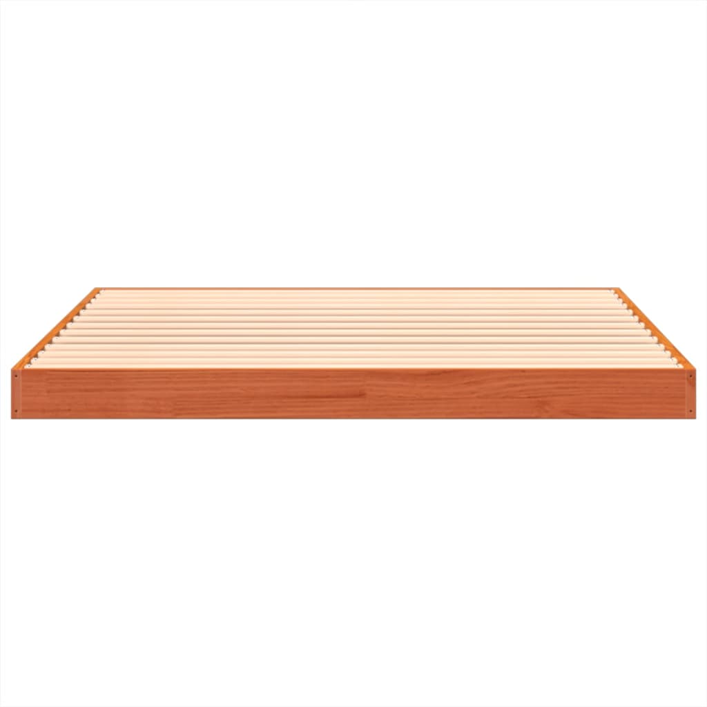 Solid Pine Wood Bed Frame Wax Brown 120x190 cm - Small Double