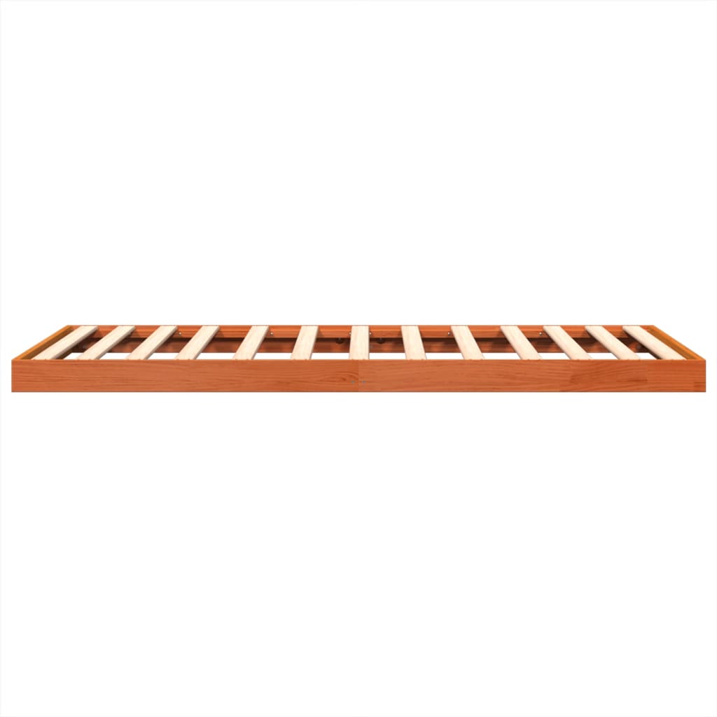 Solid Pine Wood Bed Frame Wax Brown 120x190 cm - Small Double