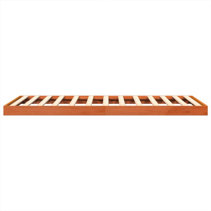 Solid Pine Wood Bed Frame Wax Brown 120x190 cm - Small Double