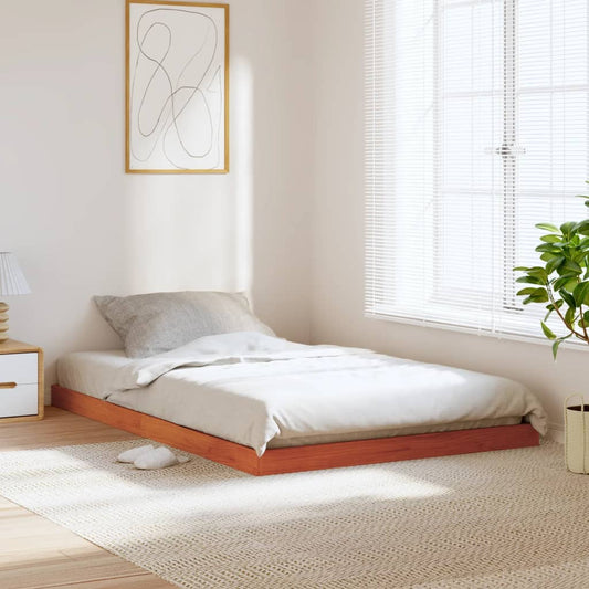 Solid Pine Wood Bed Frame Wax Brown 120x190 cm - Small Double