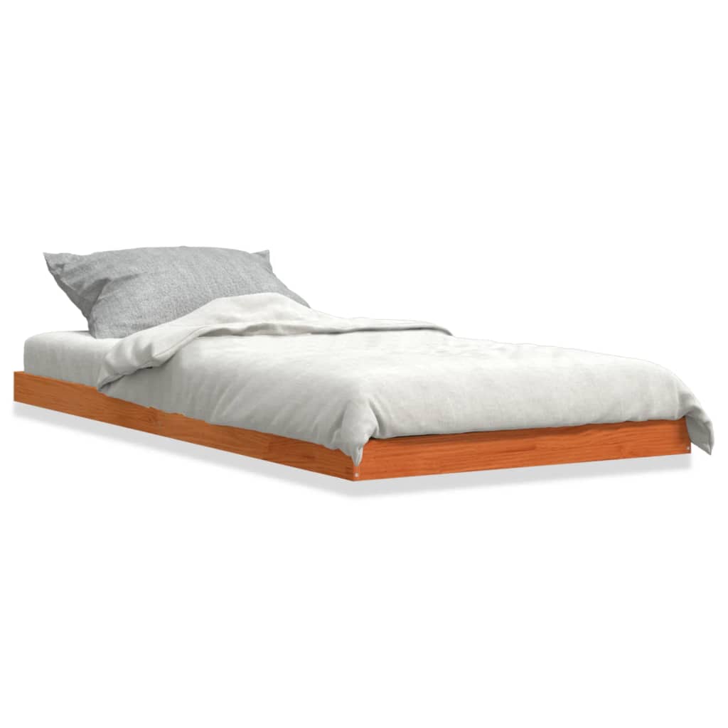 Wax Brown Solid Pine Bed Frame, 75x190 cm, Small Single Size