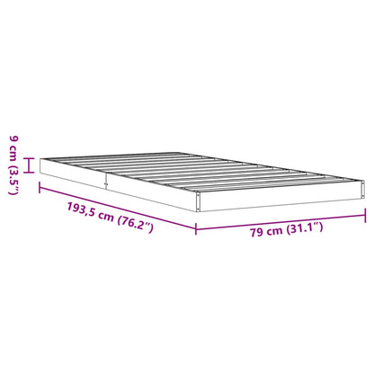 Wax Brown Solid Pine Bed Frame, 75x190 cm, Small Single Size