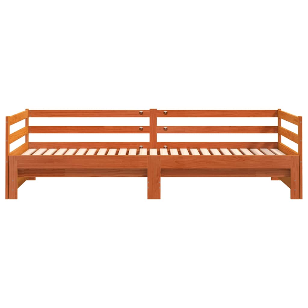 Daybed with Trundle without Mattress Wax Brown 90x200 cm Solid Wood