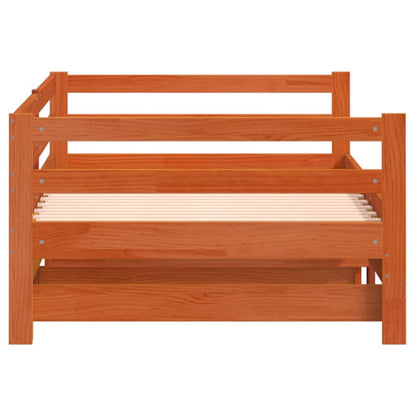 Daybed with Trundle without Mattress Wax Brown 90x200 cm Solid Wood