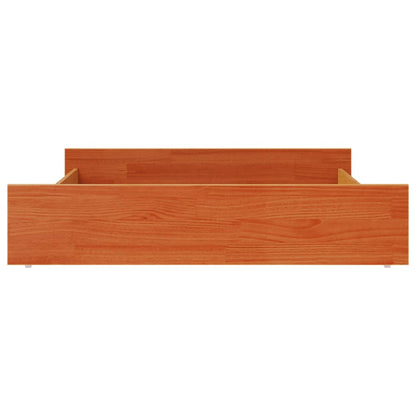 Solid Pine Wood Bed Drawers 2 Pcs - Wax Brown Finish