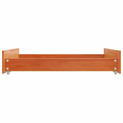 Solid Pine Wood Bed Drawers 2 Pcs - Wax Brown Finish