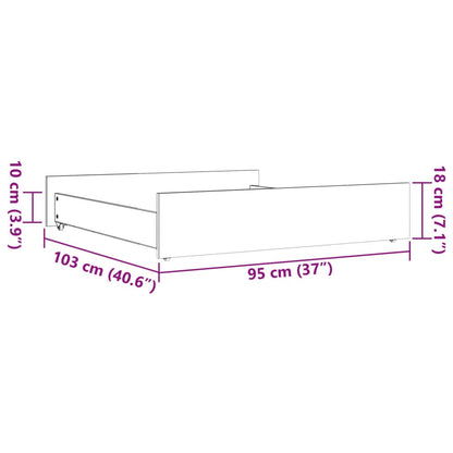 Solid Pine Wood Bed Drawers 2 Pcs - Wax Brown Finish
