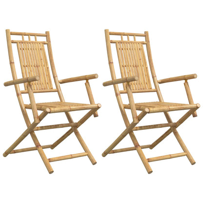 Set of 2 Bamboo Folding Garden Chairs 53x66x99 cm - Natural Finish