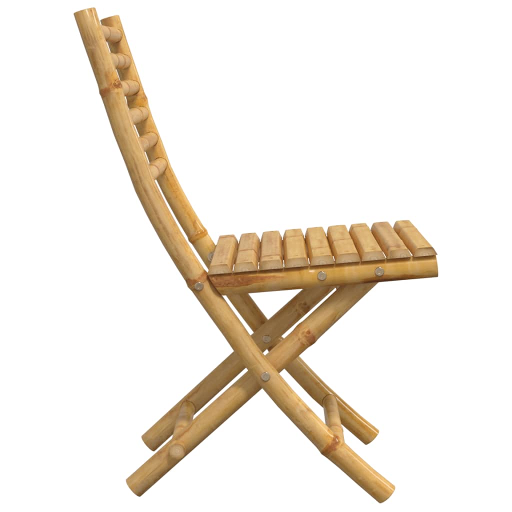 Bamboo Folding Garden Chairs, Set of 2, 43x54x88 cm - Natural Style