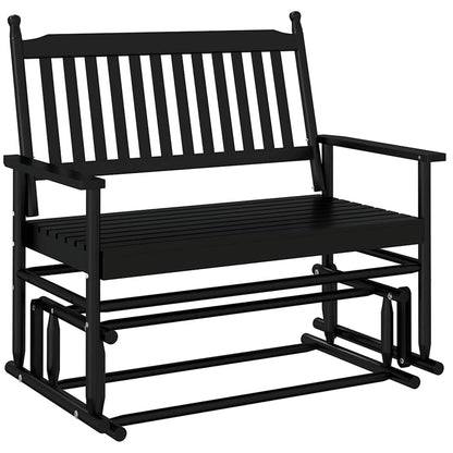 Black Solid Wood Poplar Glider Bench - 118x70x104.5 cm