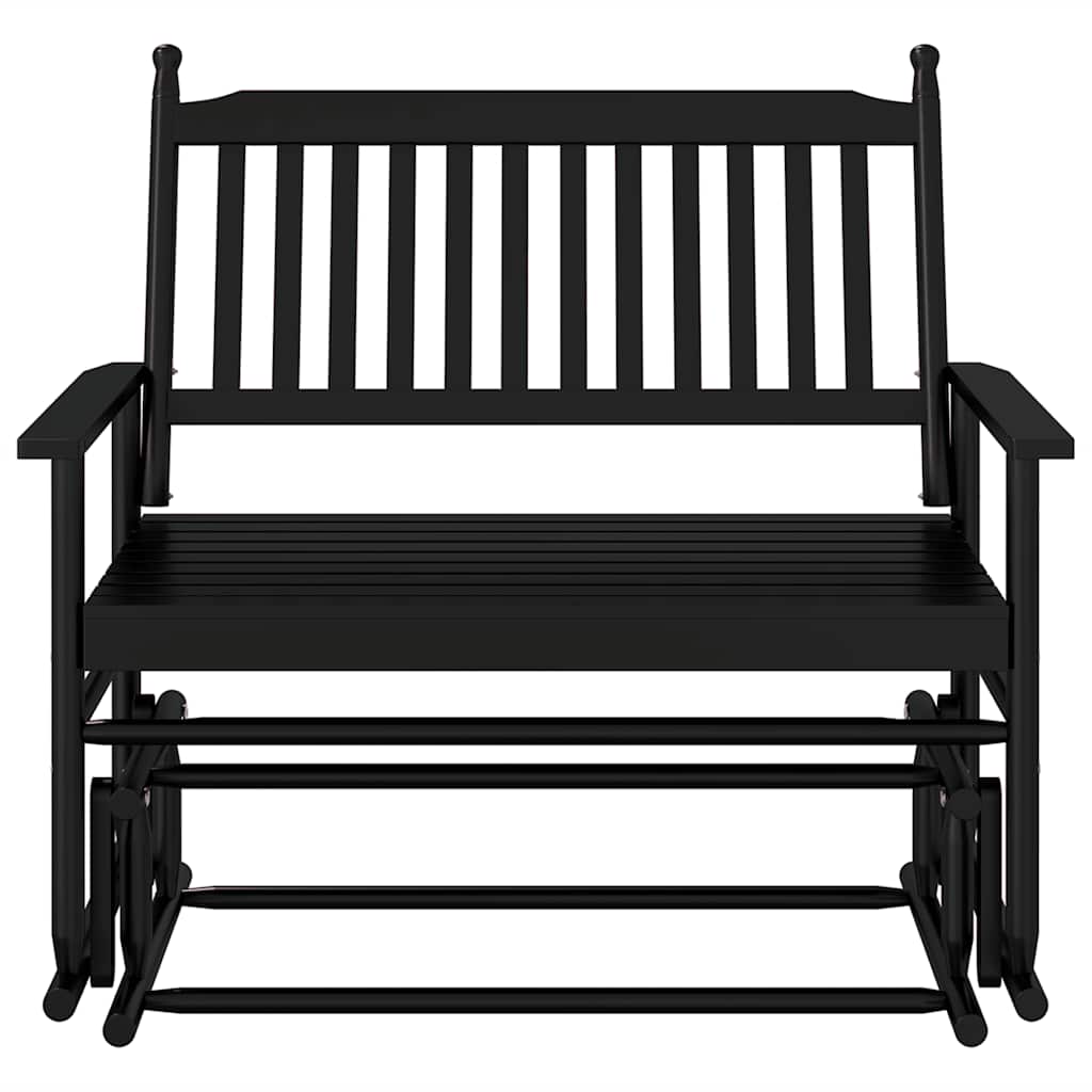 Black Solid Wood Poplar Glider Bench - 118x70x104.5 cm