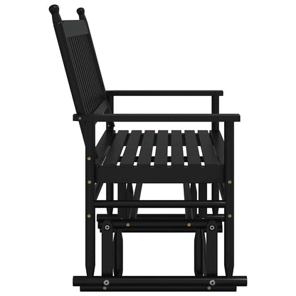 Black Solid Wood Poplar Glider Bench - 118x70x104.5 cm
