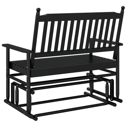 Black Solid Wood Poplar Glider Bench - 118x70x104.5 cm