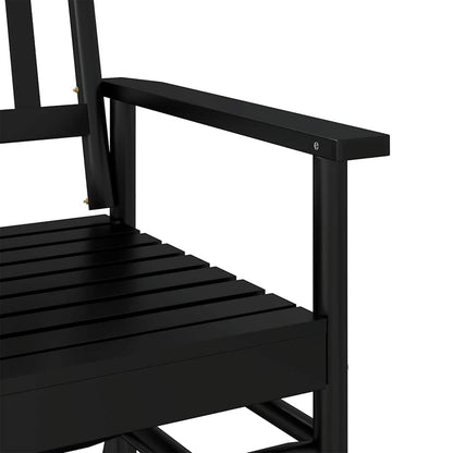 Black Solid Wood Poplar Glider Bench - 118x70x104.5 cm