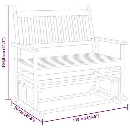 Black Solid Wood Poplar Glider Bench - 118x70x104.5 cm
