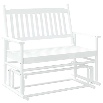 White Solid Wood Poplar Glider Bench, 118x70x104.5 cm