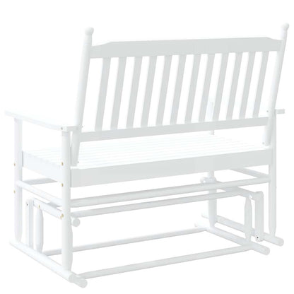 White Solid Wood Poplar Glider Bench, 118x70x104.5 cm