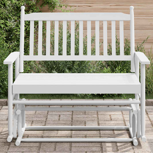 White Solid Wood Poplar Glider Bench, 118x70x104.5 cm