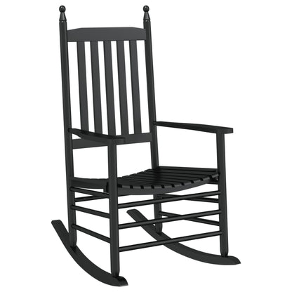 Black Solid Wood Poplar Rocking Chair with Curved Seat