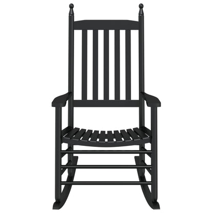 Black Solid Wood Poplar Rocking Chair with Curved Seat