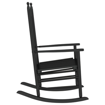 Black Solid Wood Poplar Rocking Chair with Curved Seat