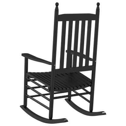 Black Solid Wood Poplar Rocking Chair with Curved Seat