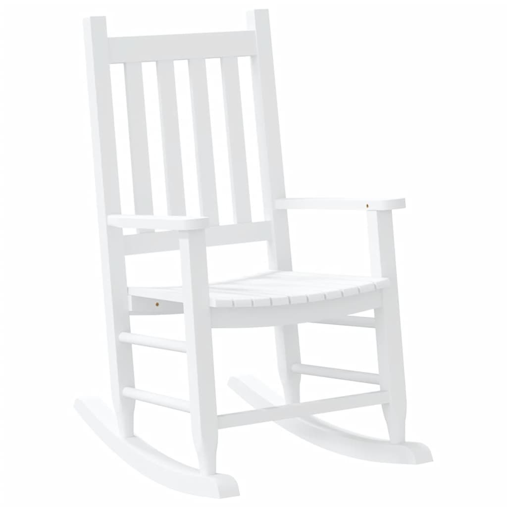 White Solid Wood Poplar Rocking Chair for Children