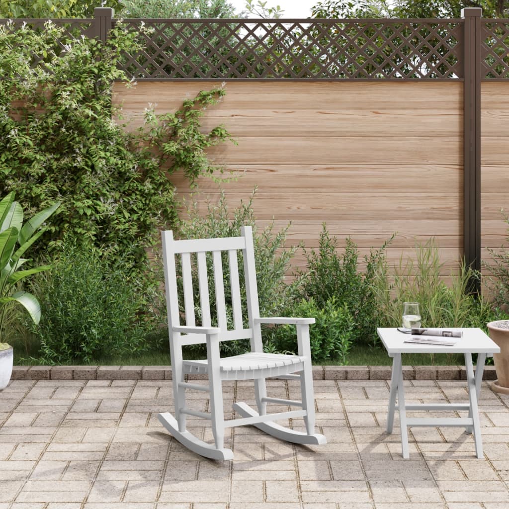White Solid Wood Poplar Rocking Chair for Children