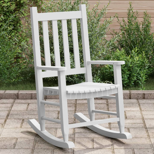 White Solid Wood Poplar Rocking Chair for Children