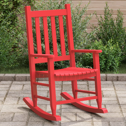 Red Solid Wood Poplar Rocking Chair for Children
