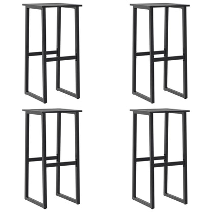 Black Bar Stools Set of 4 - Steel, 38x38x80 cm, Powder-coated