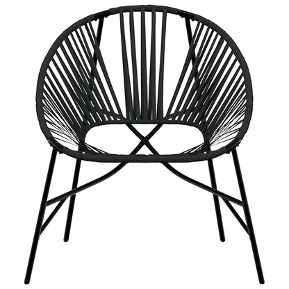Elegant 3-Piece Black Poly Rattan Garden Chair Set