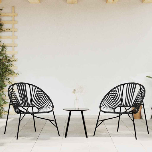 Elegant 3-Piece Black Poly Rattan Garden Chair Set