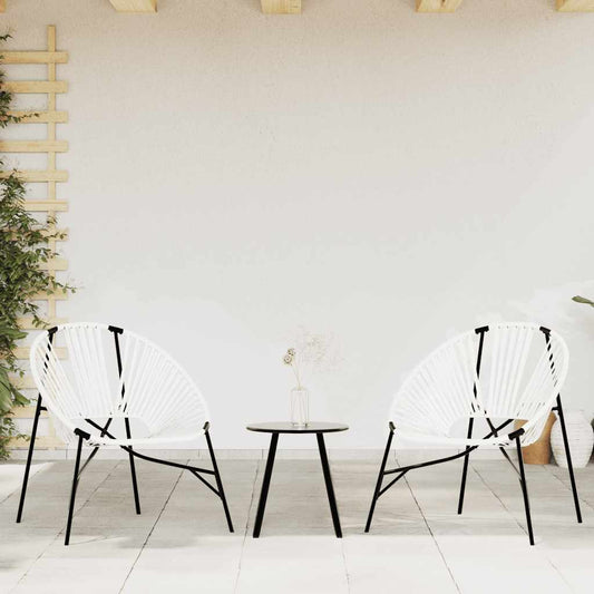 Stylish Black & White Poly Rattan Garden Chair Set - 3 Pieces