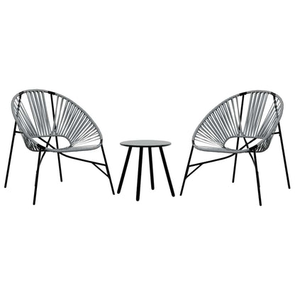 Stylish 3-Piece Black & Light Grey Poly Rattan Garden Chair Set